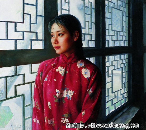 袁正陽油畫人物《初春》欣賞