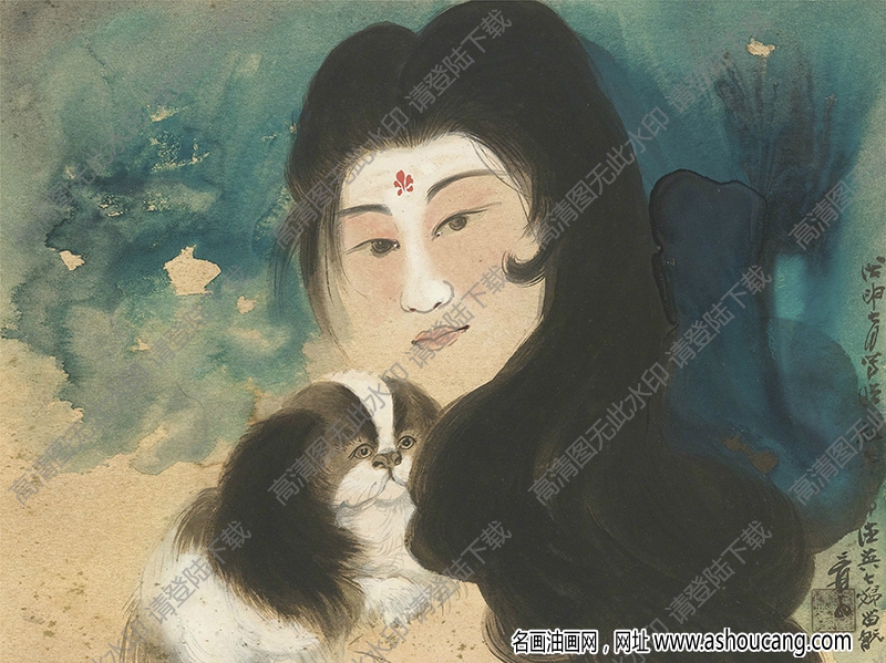 張大千國畫作品_七娣女士像_高清大圖下載