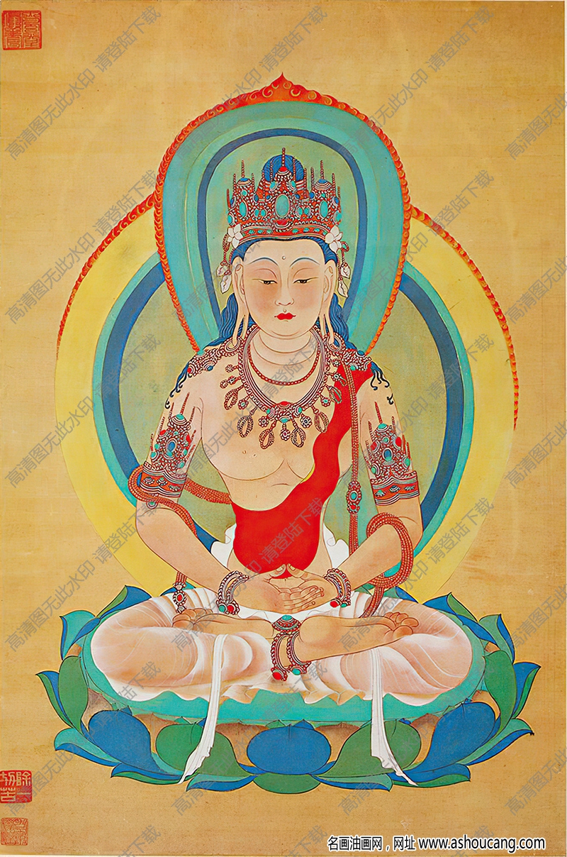 張大千國畫_敦煌壁畫摹本_高清大圖下載