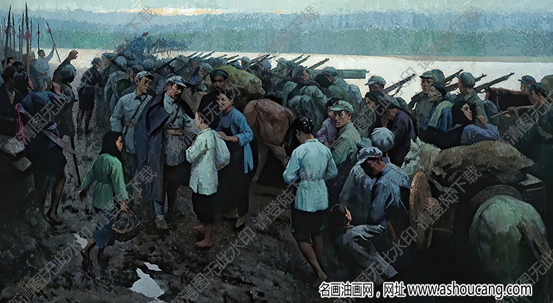 靳尚誼油畫作品_長征開始時(shí)的送別_高清大圖下載