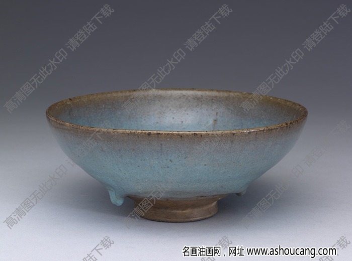元 鈞窯天藍(lán)碗 高清大圖下載
