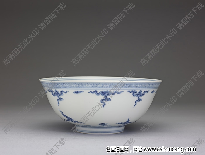 明中期 青花如意云紋大碗 高清大圖下載