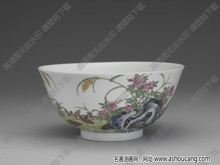 清雍正 琺瑯彩瓷久安長治碗 高清大圖下載