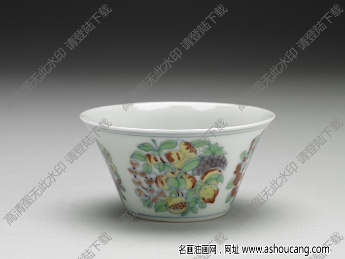 明成化 斗彩四季團(tuán)花果紋杯 高清大圖下載
