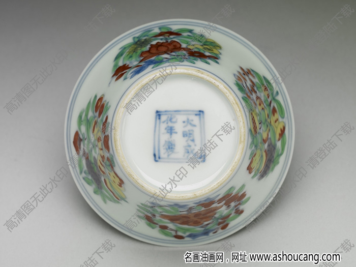 明成化 斗彩四季團(tuán)花果紋杯 高清大圖下載