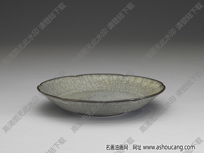 南宋-元 哥窯青瓷葵口碟 高清大圖下載