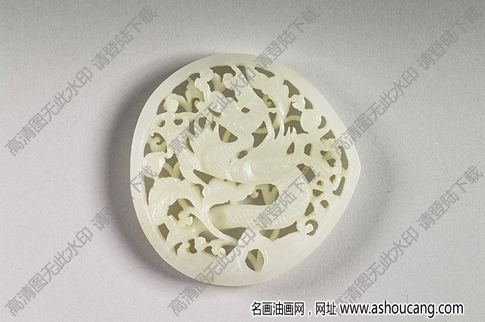 明代 玉魚(yú)龍花草紋帶飾 高清大圖下載