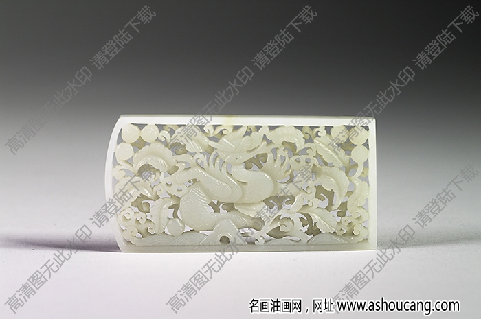 明代 玉魚(yú)龍花草紋帶飾 高清大圖下載