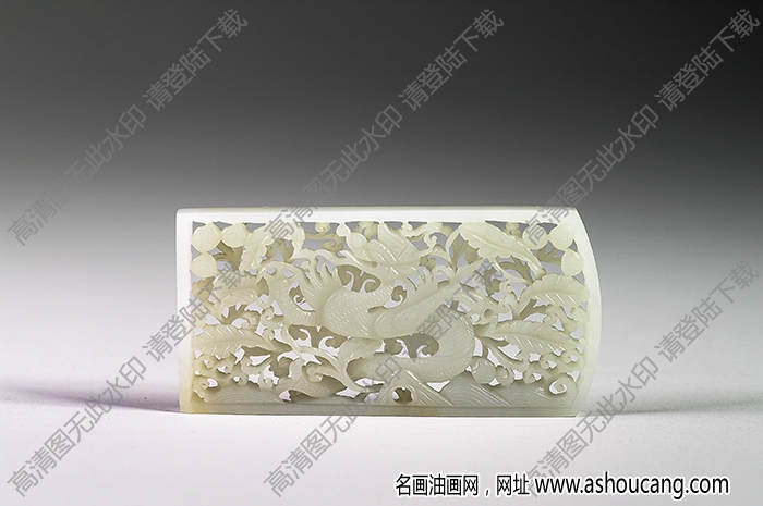 明代 玉魚(yú)龍花草紋帶飾 高清大圖下載