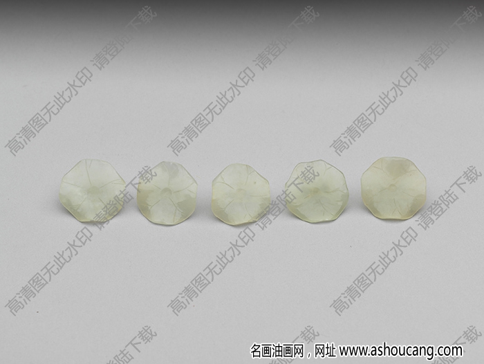 清代 白玉荷葉鈕五粒 高清大圖下載