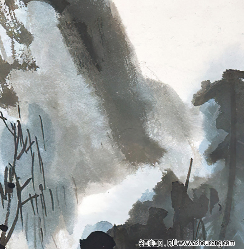 張大千作品_山水_一水菰蒲綠_半天云雨清_高清大圖下載