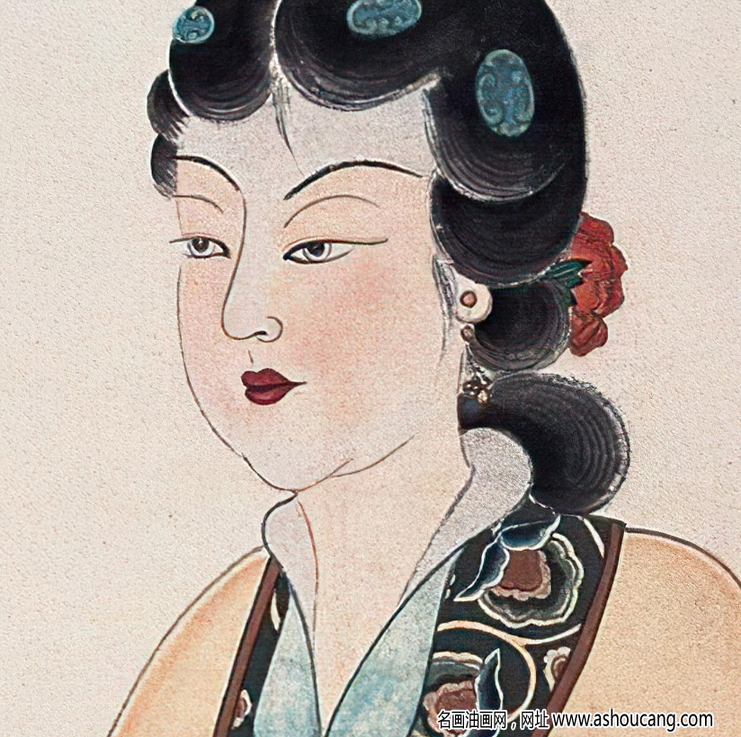 張大千國畫_敦煌仕女像_乙酉三月作_高清大圖下載