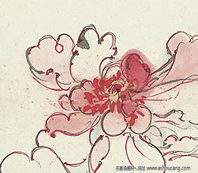 張大千作品_芍藥圖_烘簾微照自生光_吹面輕風_高清下載